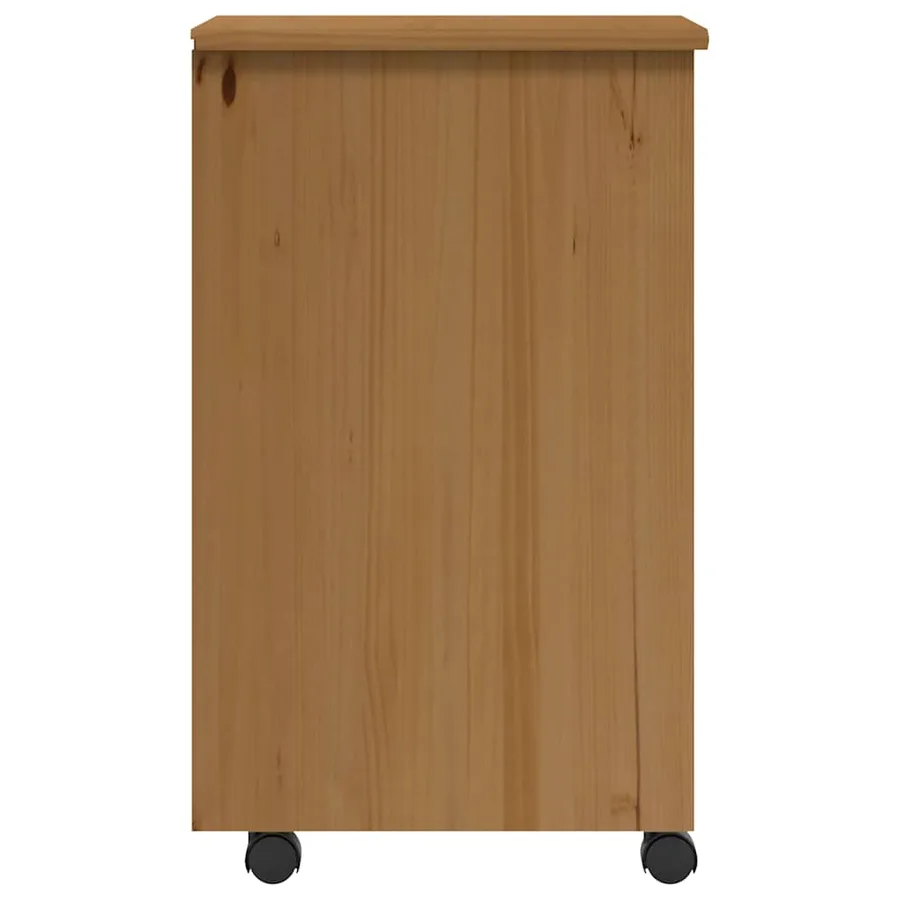 Armoire roulante avec tiroirs MOSS bois de pin marron miel - 7