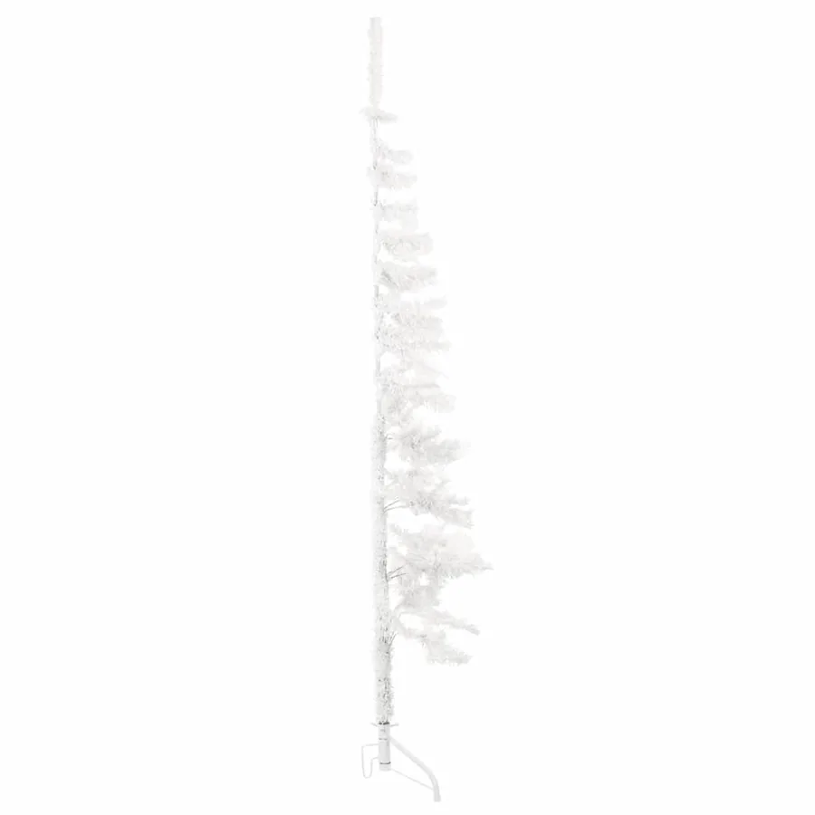 Demi sapin de Noël artificiel mince avec support Blanc 150 cm - 3