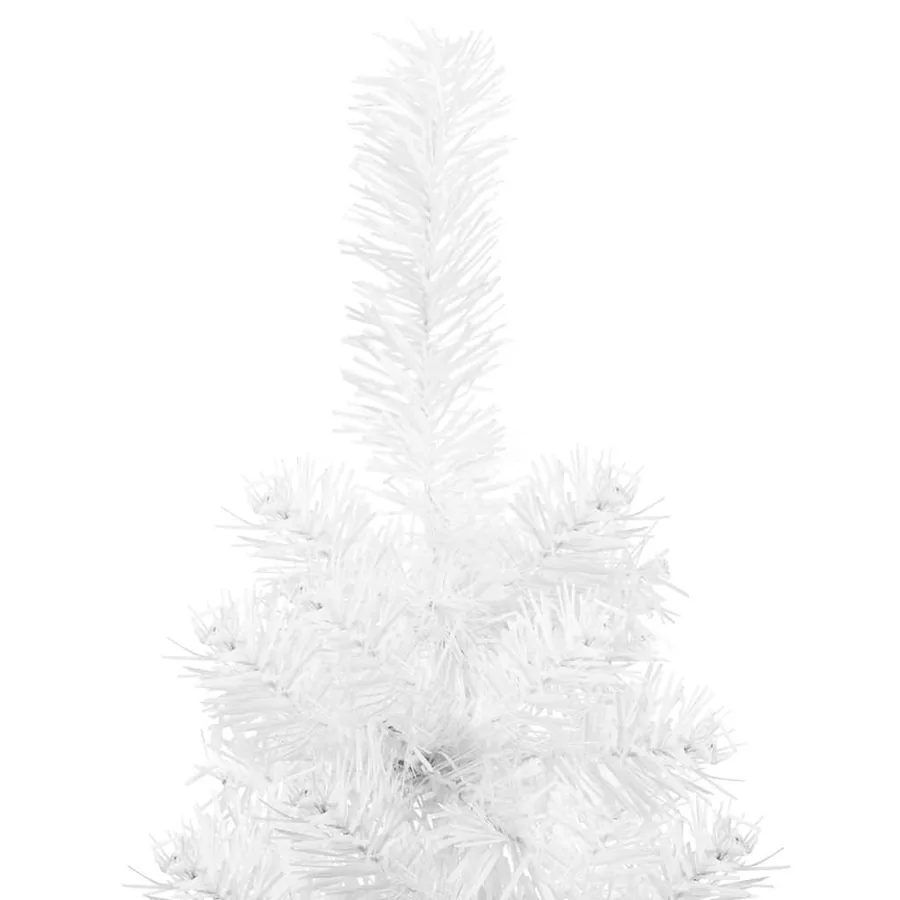Demi sapin de Noël artificiel mince avec support Blanc 150 cm - 5