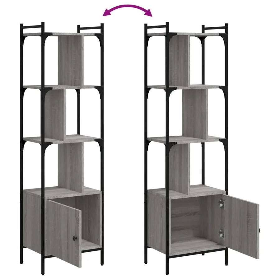 Bibliothèque avec porte sonoma gris 44,5x30x154,5 cm - 7