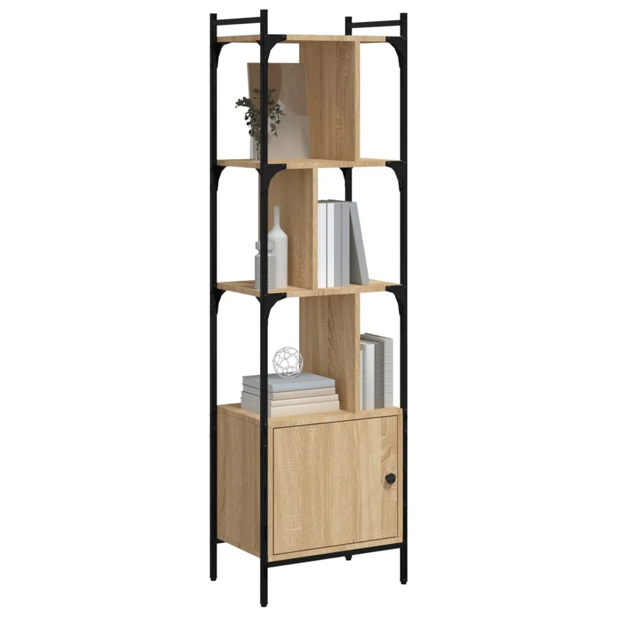 Bibliothèque avec porte chêne sonoma 44,5x30x154,5 cm - 3