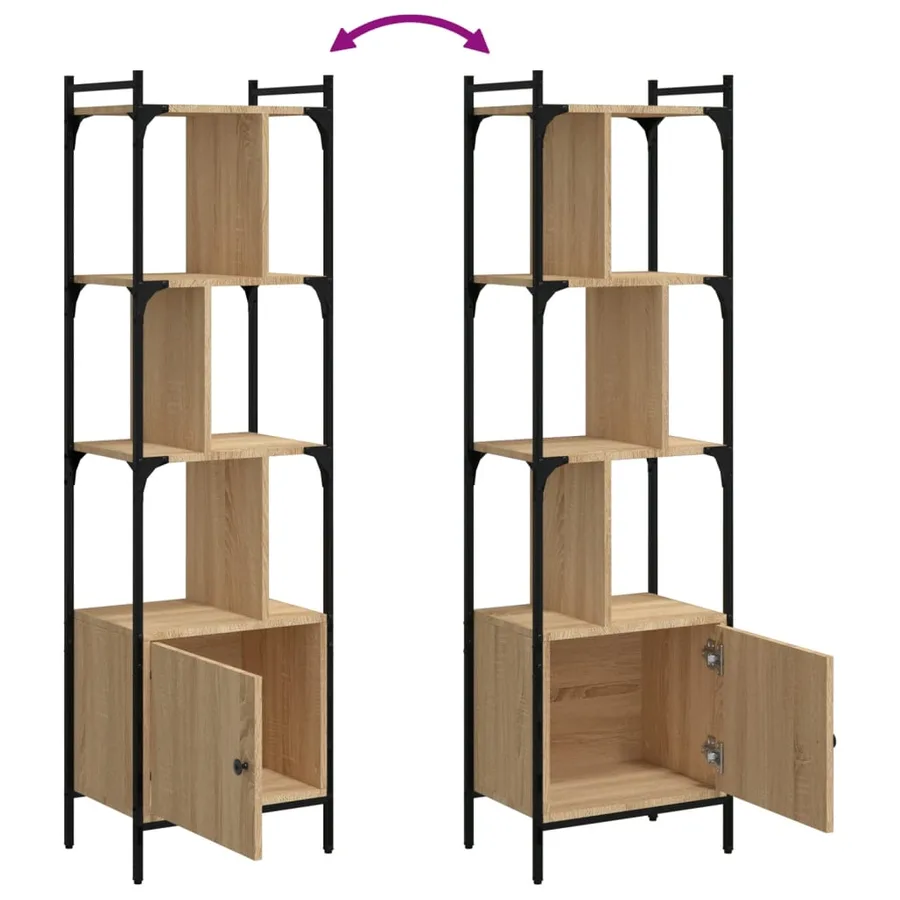 Bibliothèque avec porte chêne sonoma 44,5x30x154,5 cm - 7