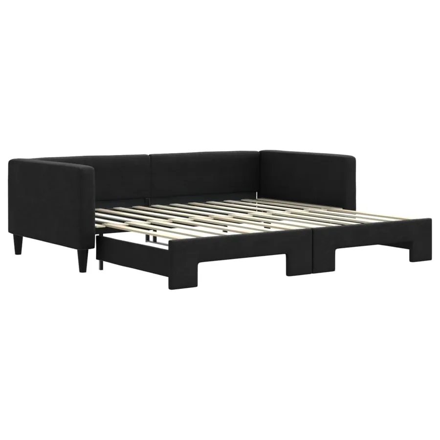 Lit de jour avec gigogne sans matelas noir 100x200 cm - 2