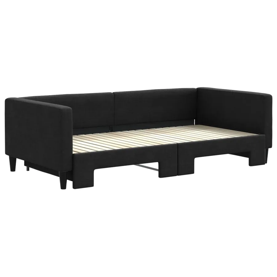 Lit de jour avec gigogne sans matelas noir 100x200 cm - 3