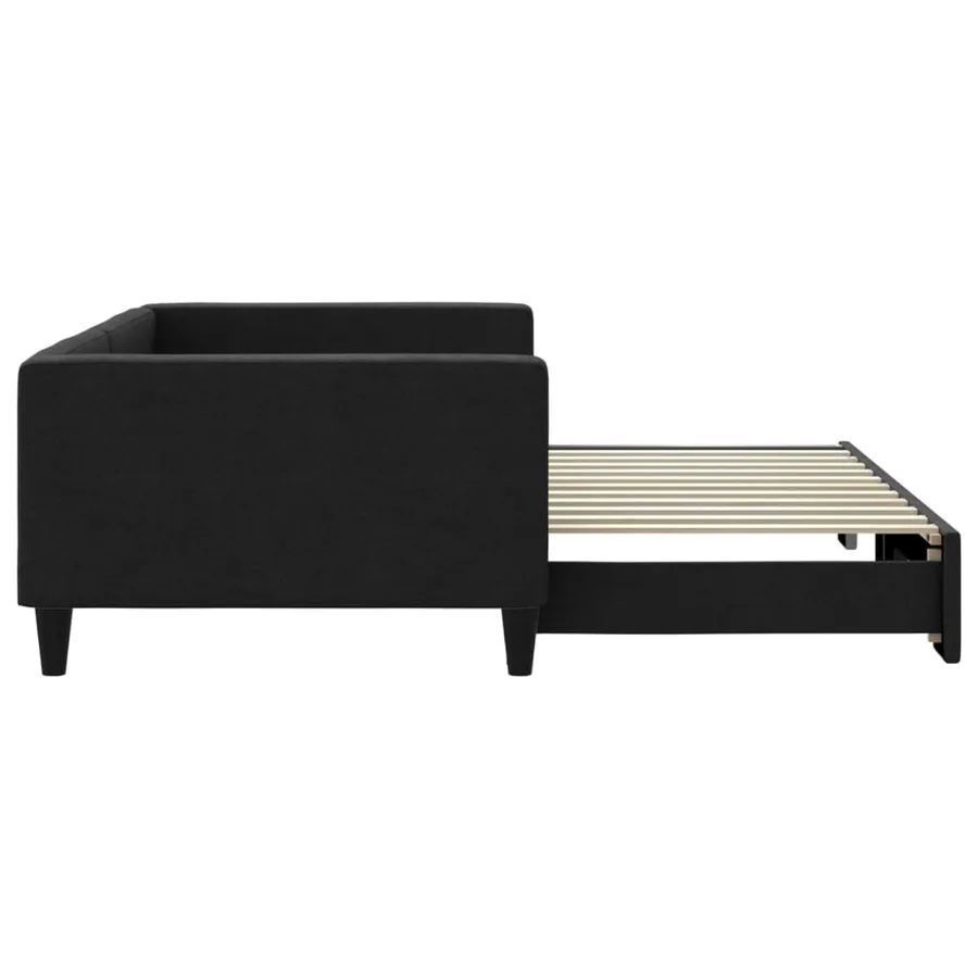 Lit de jour avec gigogne sans matelas noir 100x200 cm - 4