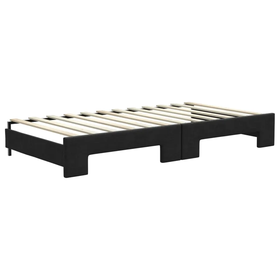 Lit de jour avec gigogne sans matelas noir 100x200 cm - 8