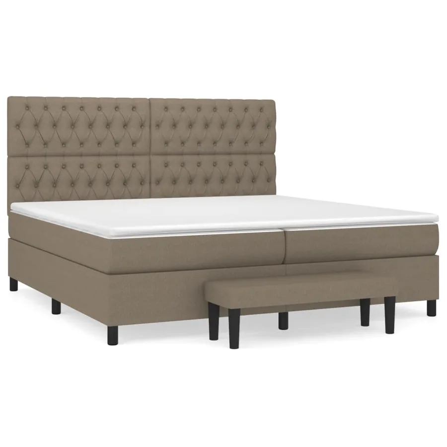 Sommier à lattes de lit avec matelas Taupe 200x200 cm Tissu - 2
