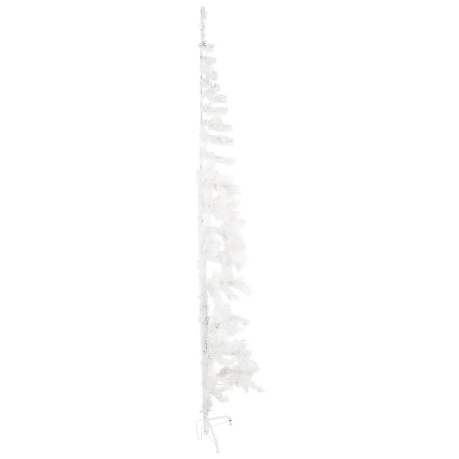 Demi sapin de Noël artificiel mince avec support Blanc 210 cm - 4