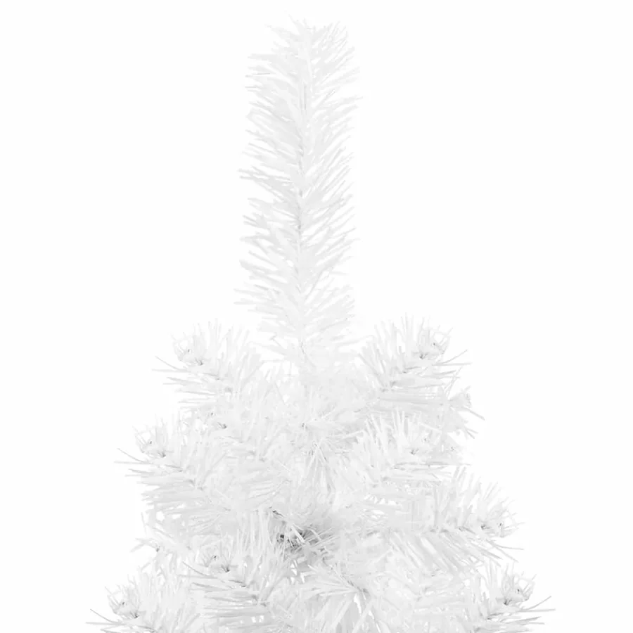 Demi sapin de Noël artificiel mince avec support Blanc 210 cm - 6