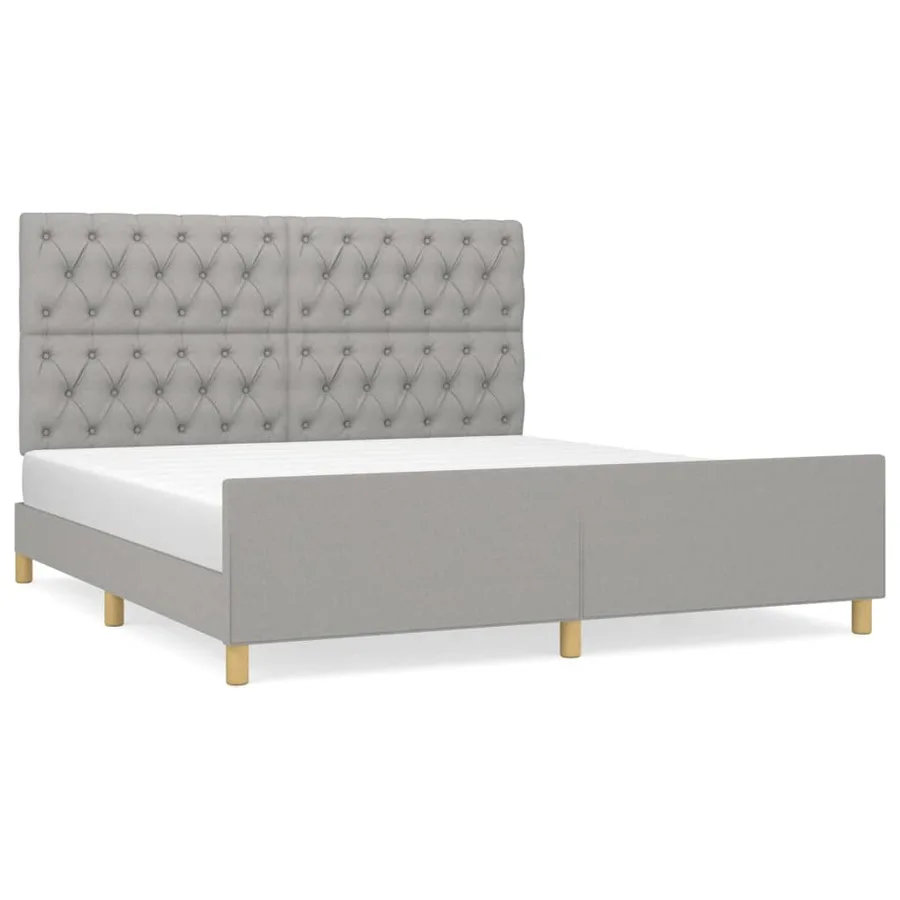 Cadre de lit sans matelas gris clair 160x200 cm tissu - 2