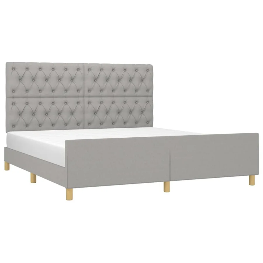 Cadre de lit sans matelas gris clair 160x200 cm tissu - 3