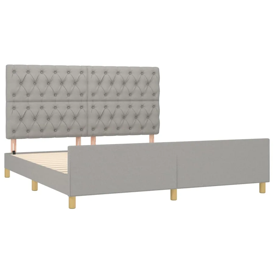 Cadre de lit sans matelas gris clair 160x200 cm tissu - 4