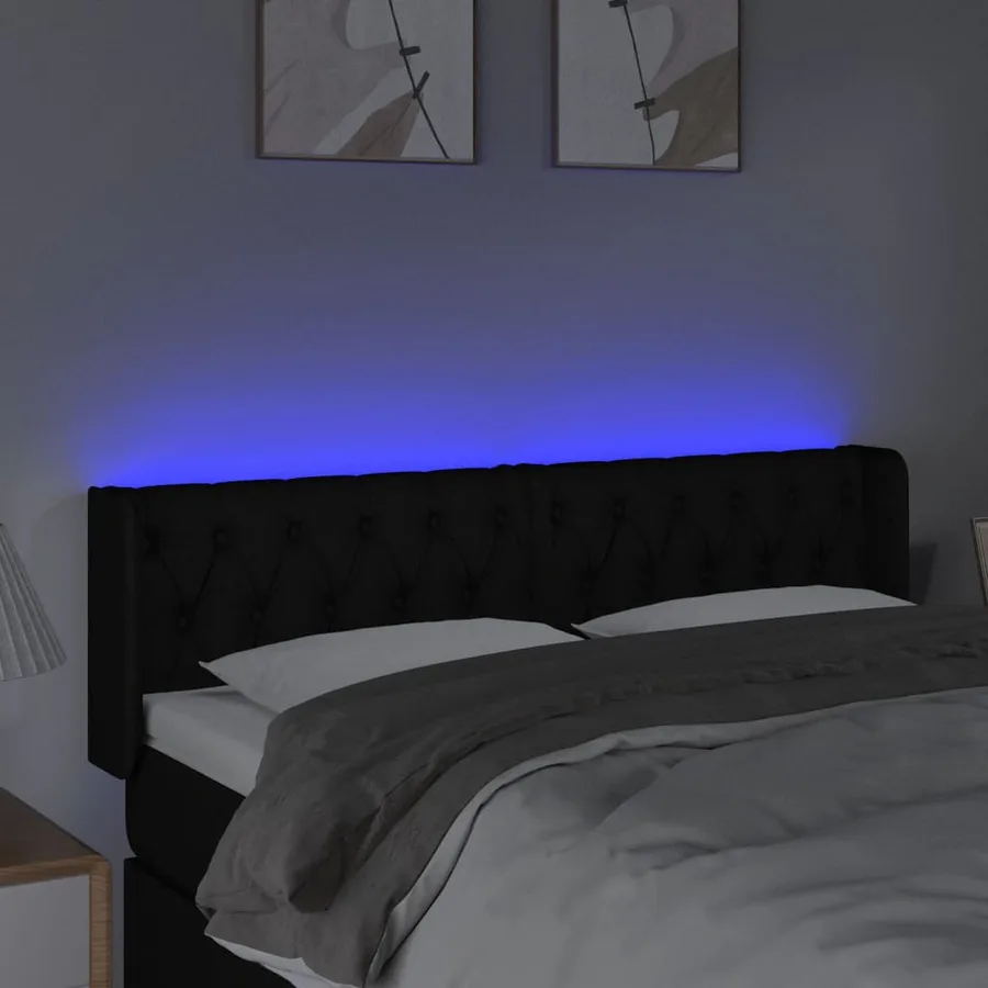 Tête de lit à LED Noir 163x16x78/88 cm Tissu - 4