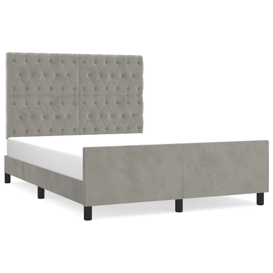 Cadre de lit sans matelas gris clair 140x200 cm velours - 2