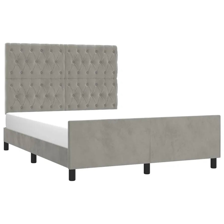 Cadre de lit sans matelas gris clair 140x200 cm velours - 3