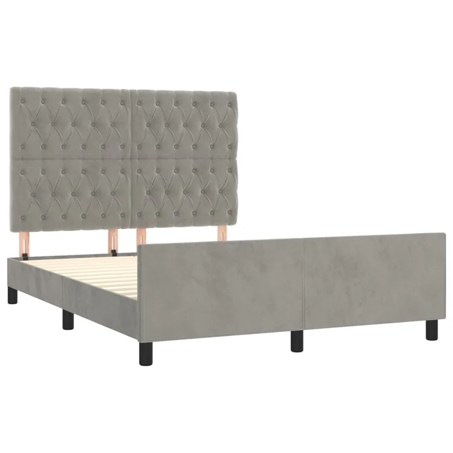 Cadre de lit sans matelas gris clair 140x200 cm velours - 4