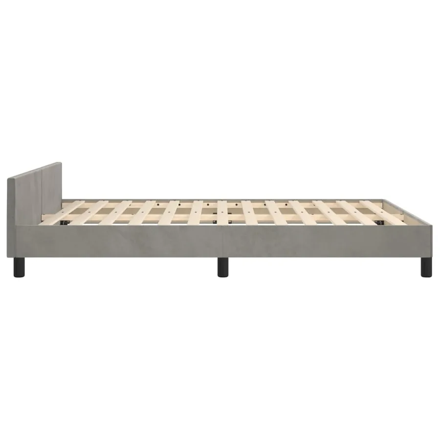 Cadre de lit sans matelas gris clair 140x200 cm velours - 7