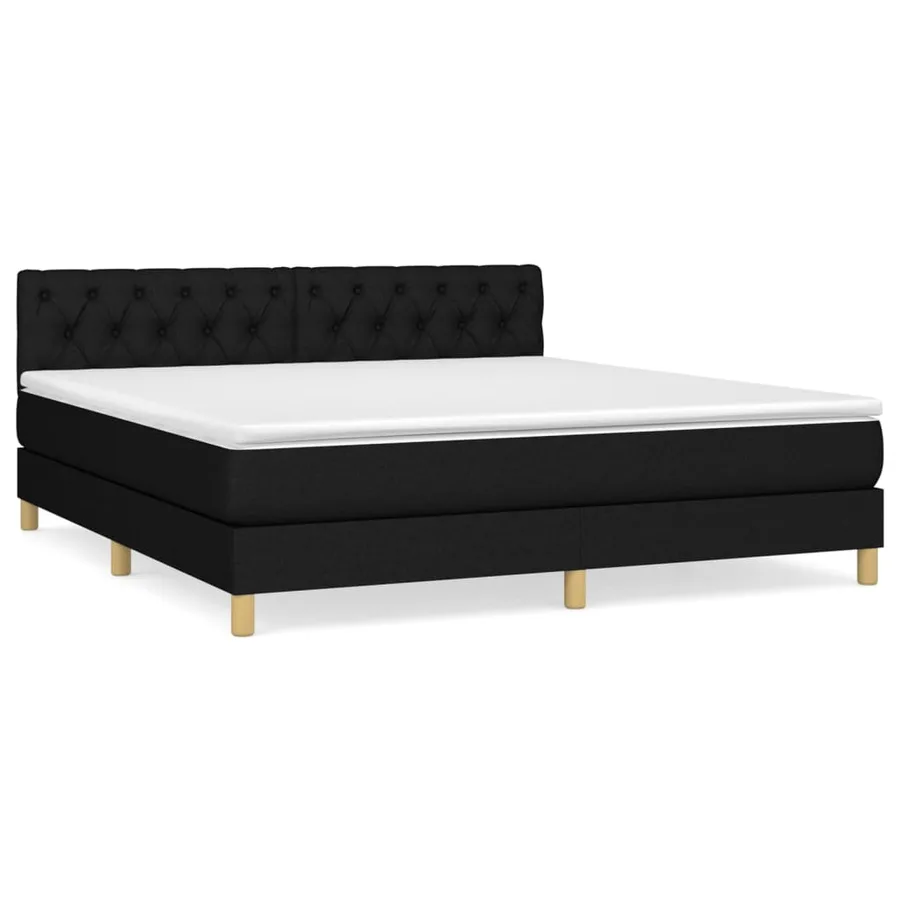 Sommier à lattes de lit avec matelas Noir 160x200 cm Tissu - 2