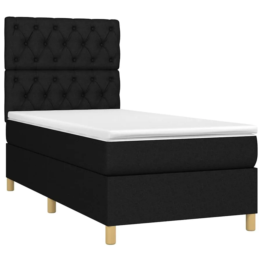 Sommier à lattes de lit et matelas et LED Noir 80x200cm Tissu - 3