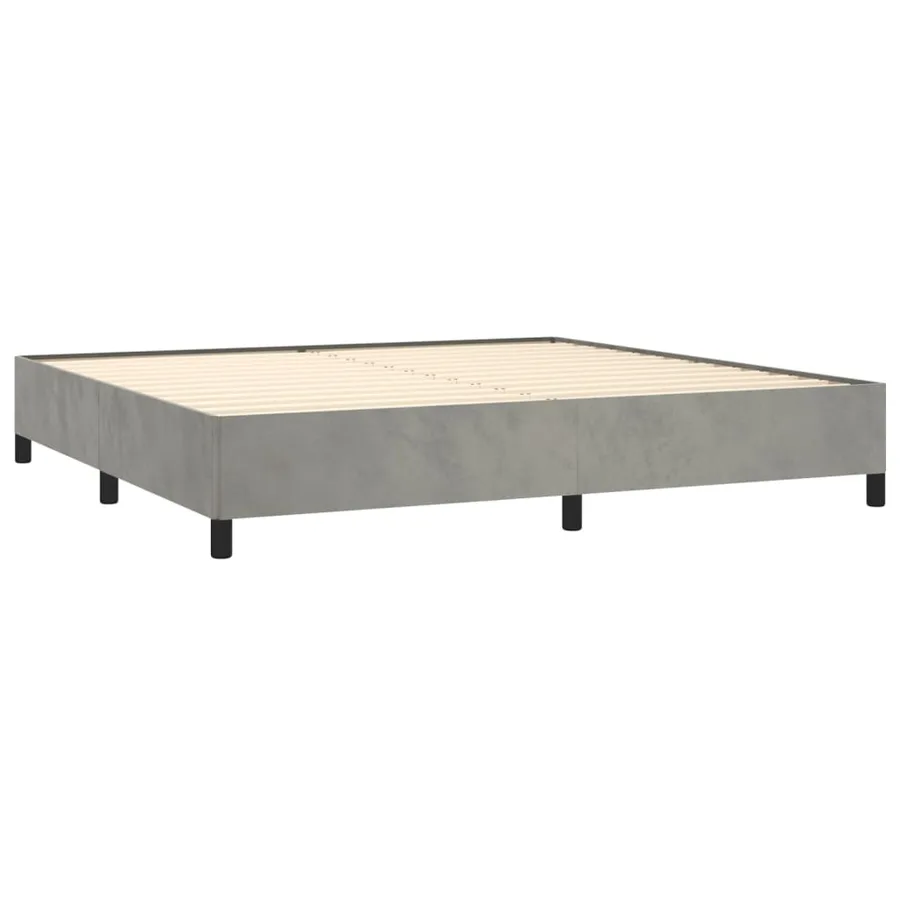 Sommier à lattes de lit et matelas Gris clair 200x200cm Velours - 4