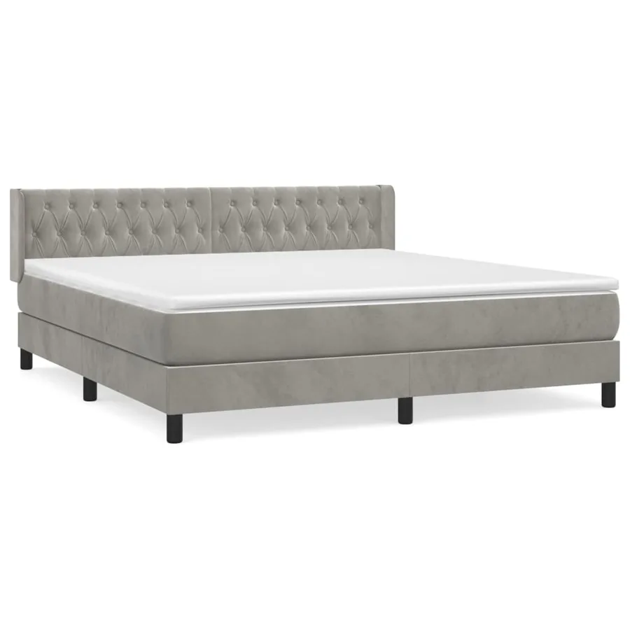 Sommier à lattes de lit et matelas Gris clair 160x200cm Velours - 2