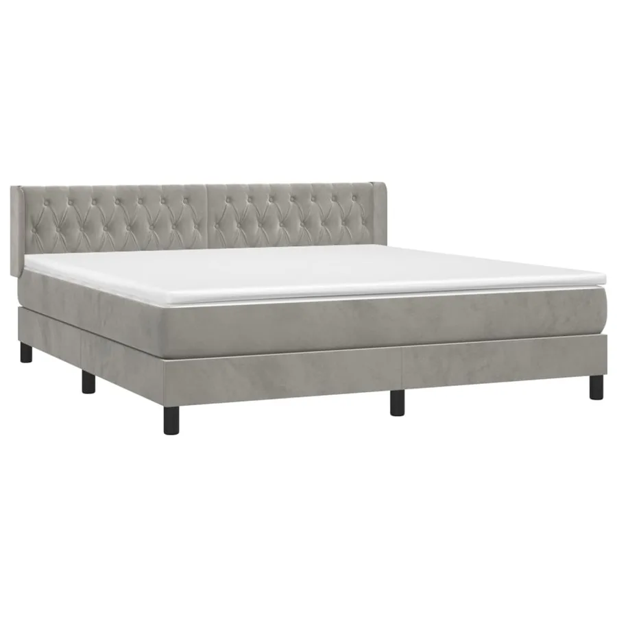 Sommier à lattes de lit et matelas Gris clair 160x200cm Velours - 3