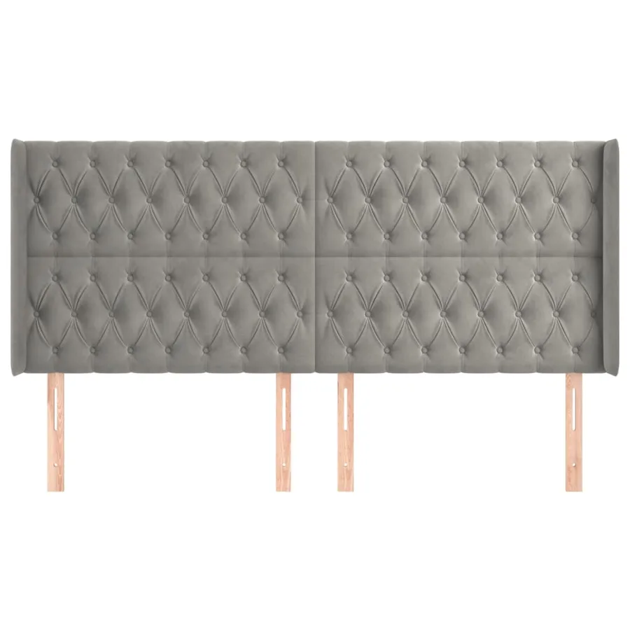 Tête de lit avec oreilles Gris clair 203x16x118/128 cm Velours - 3