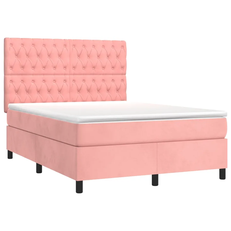 Sommier à lattes de lit avec matelas Rose 140x200 cm Velours - 3