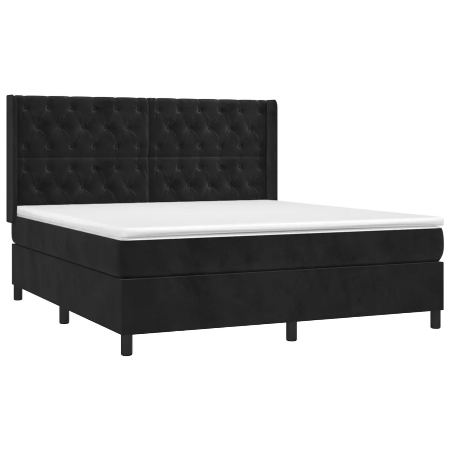 Sommier à lattes de lit et matelas Noir 160x200 cm Velours - 3
