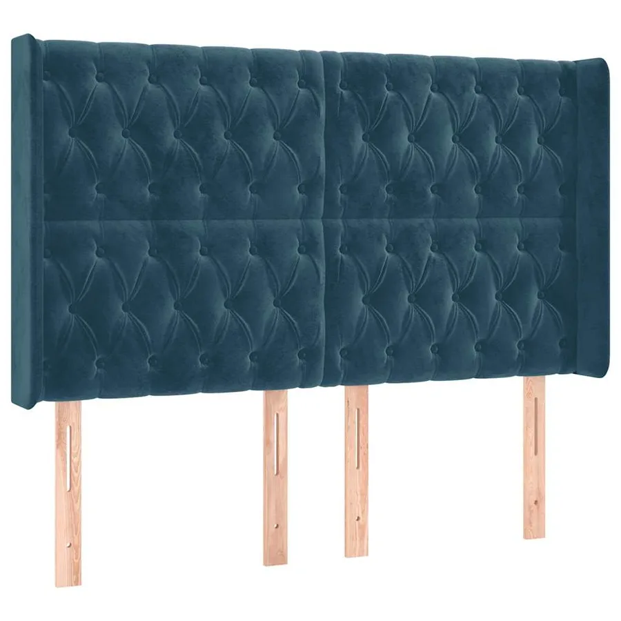 Sommier à lattes de lit matelas et LED Bleu foncé 140x190 cm - 7