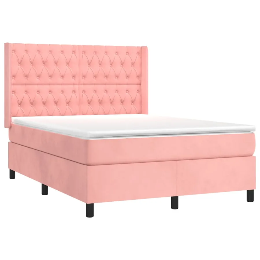Sommier à lattes de lit avec matelas Rose 140x190 cm Velours - 3