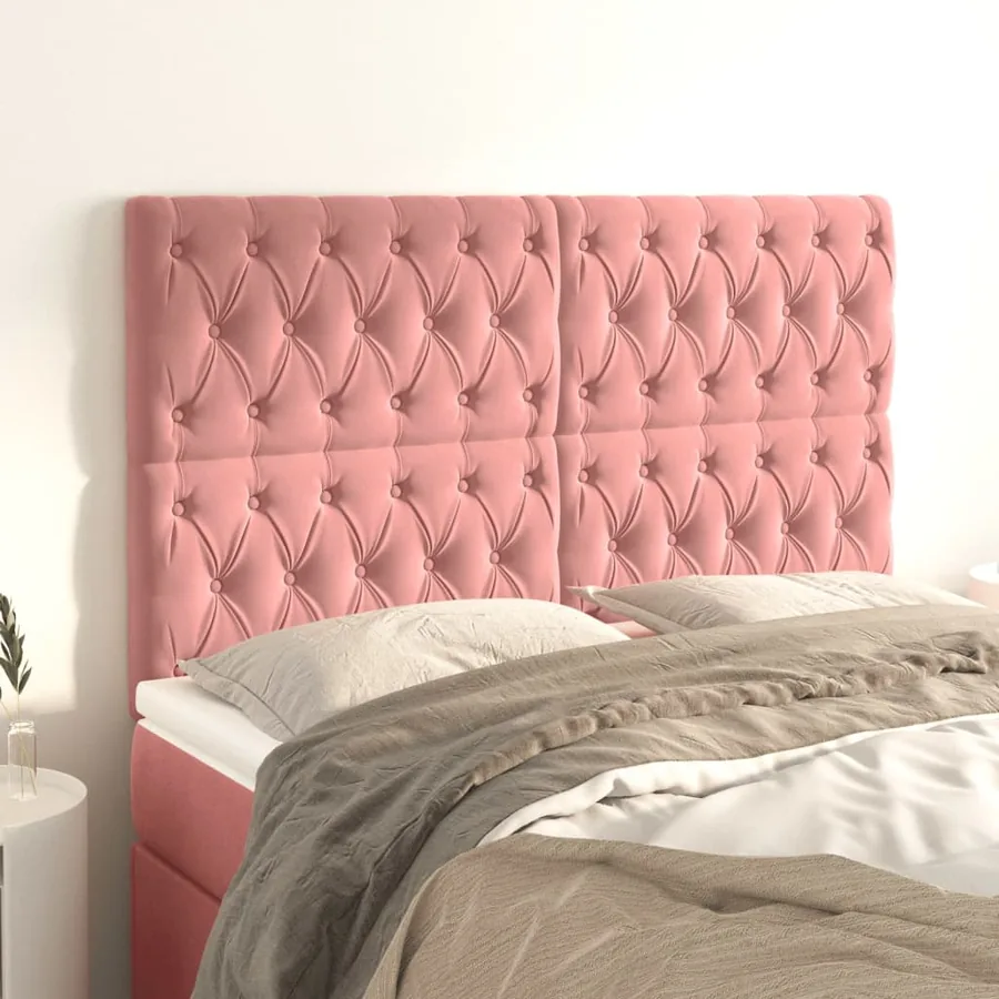 Tête de lit Rose 144x7x118/128 cm Velours
