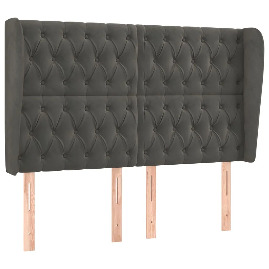 Tête de lit avec oreilles Gris foncé 163x23x118/128 cm Velours - 2