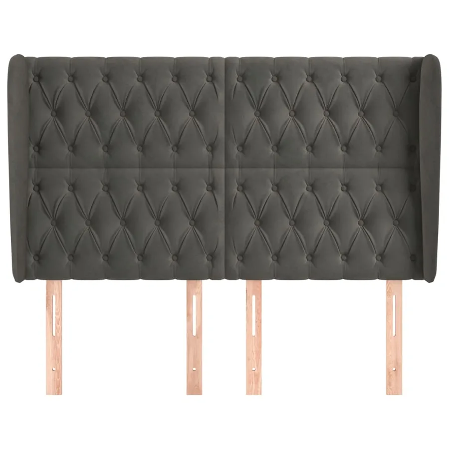 Tête de lit avec oreilles Gris foncé 163x23x118/128 cm Velours - 3