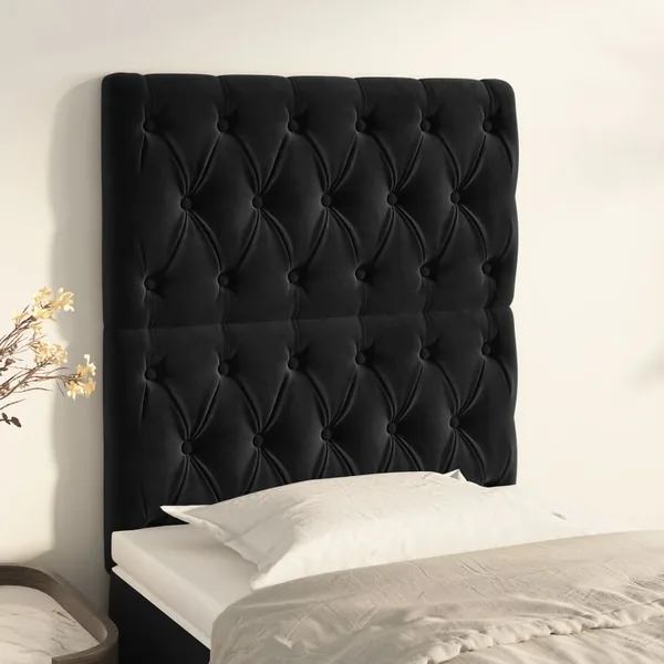 Tête de lit Noir 80x7x118/128 cm Velours