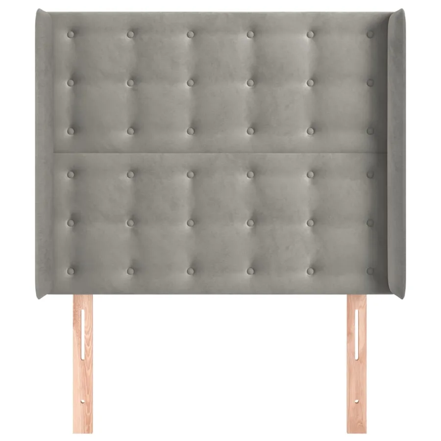 Tête de lit avec oreilles Gris clair 93x16x118/128 cm Velours - 3