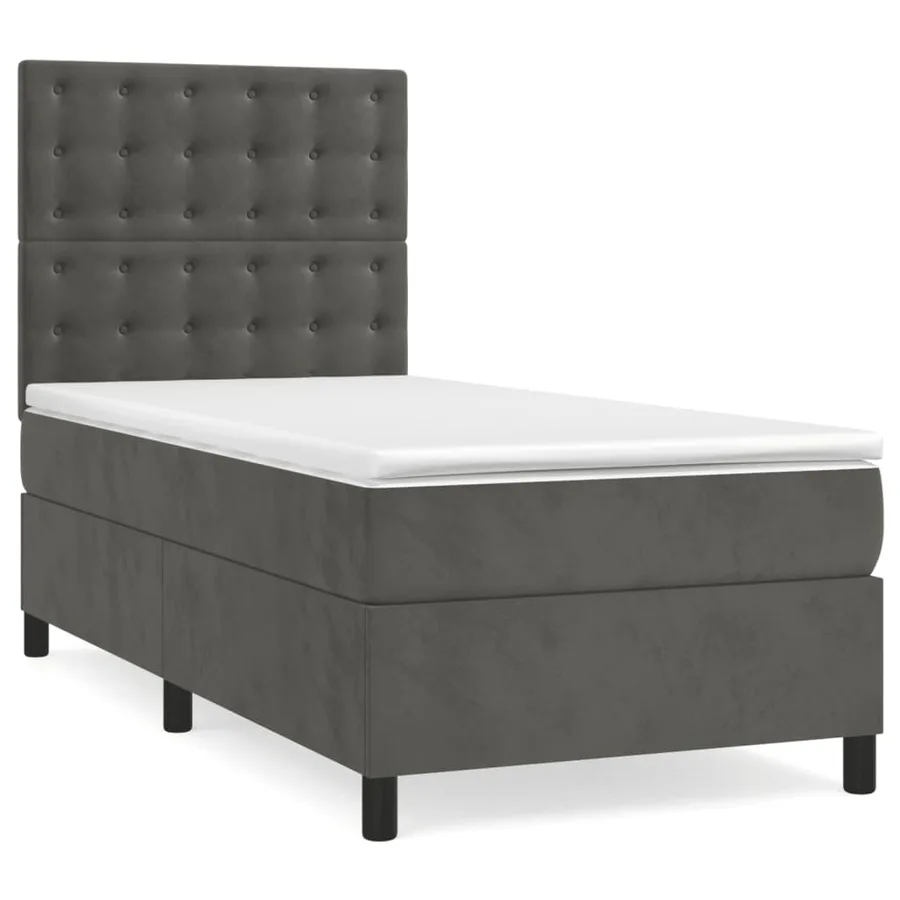 Sommier à lattes de lit et matelas et LED Gris foncé 90x200 cm - 3