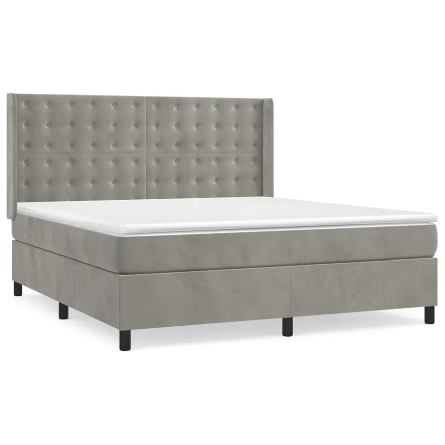 Sommier à lattes de lit et matelas Gris clair 180x200cm Velours - 2