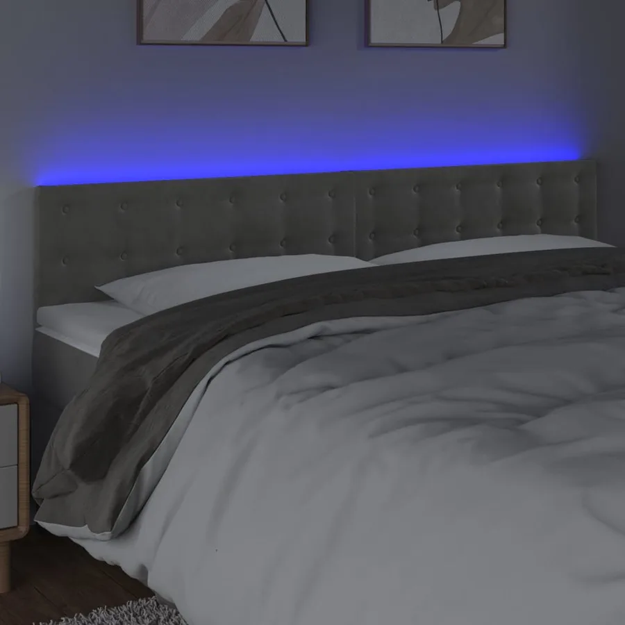 Tête de lit à LED Gris clair 180x5x78/88 cm Velours - 3