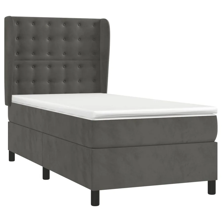 Sommier à lattes de lit et matelas Gris foncé 90x200 cm Velours - 3