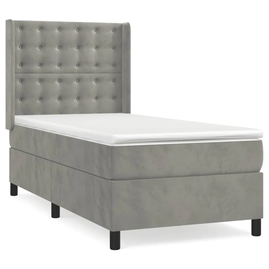 Sommier à lattes de lit et matelas Gris clair 90x200 cm Velours - 2