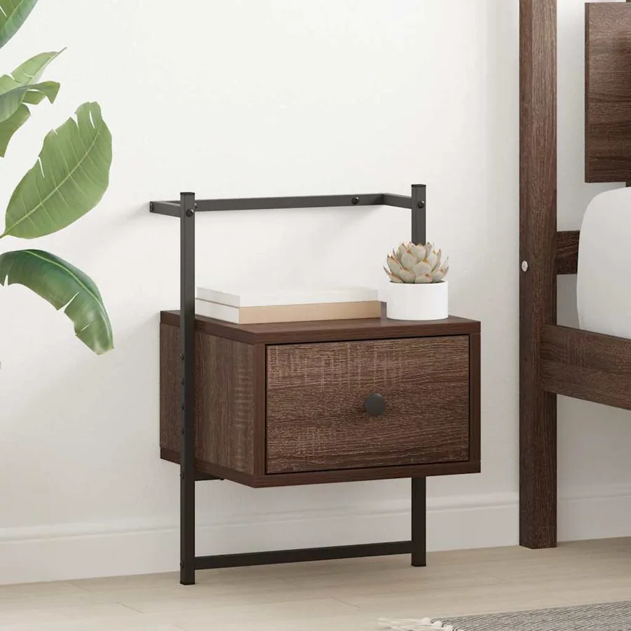 Table de chevet murale 2 pcs chêne marron 35x30x51 cm