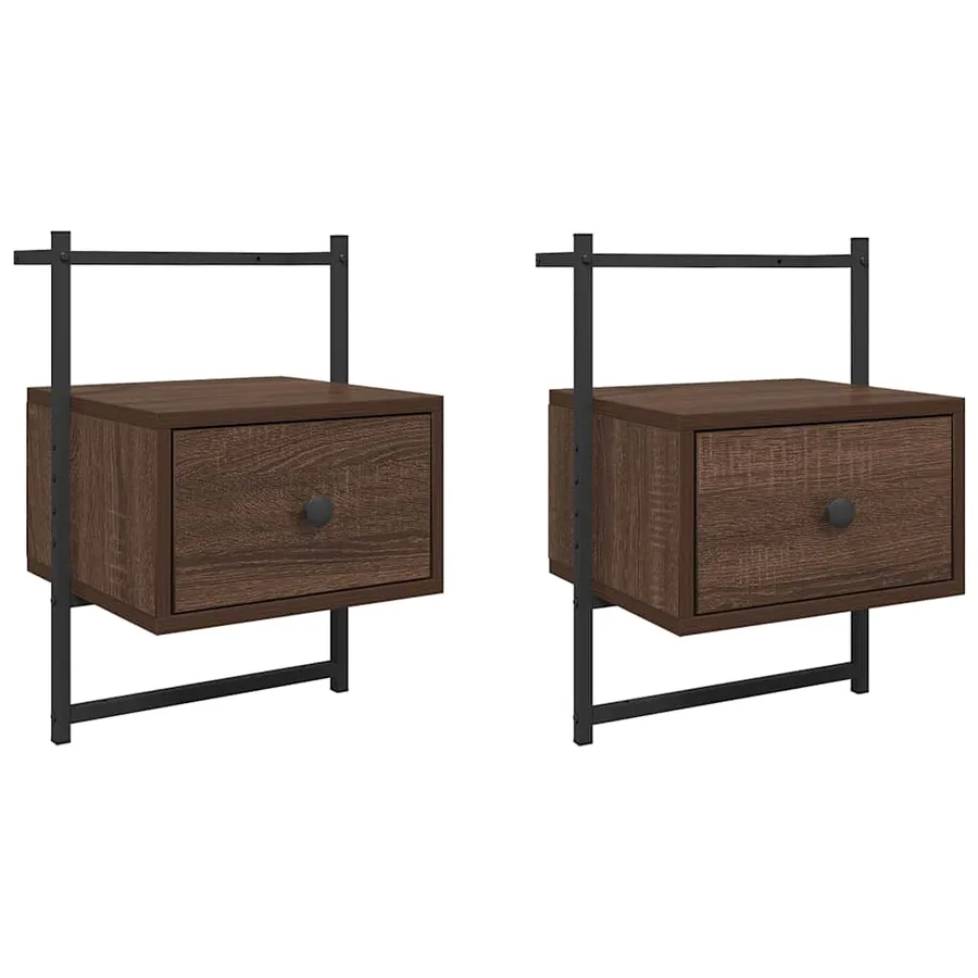 Table de chevet murale 2 pcs chêne marron 35x30x51 cm - 2