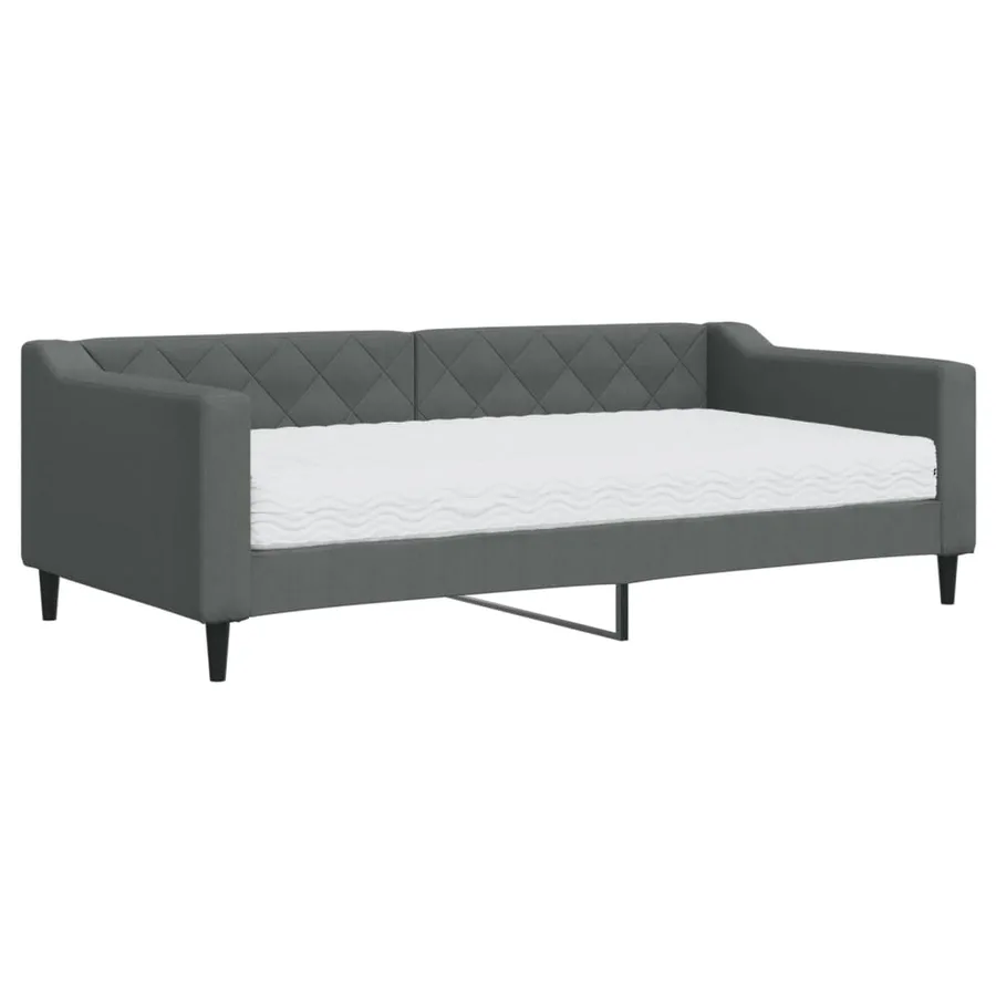 Lit de jour avec matelas gris foncé 90x190 cm tissu - 2
