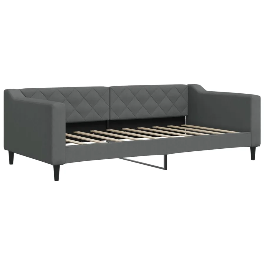 Lit de jour avec matelas gris foncé 90x190 cm tissu - 3