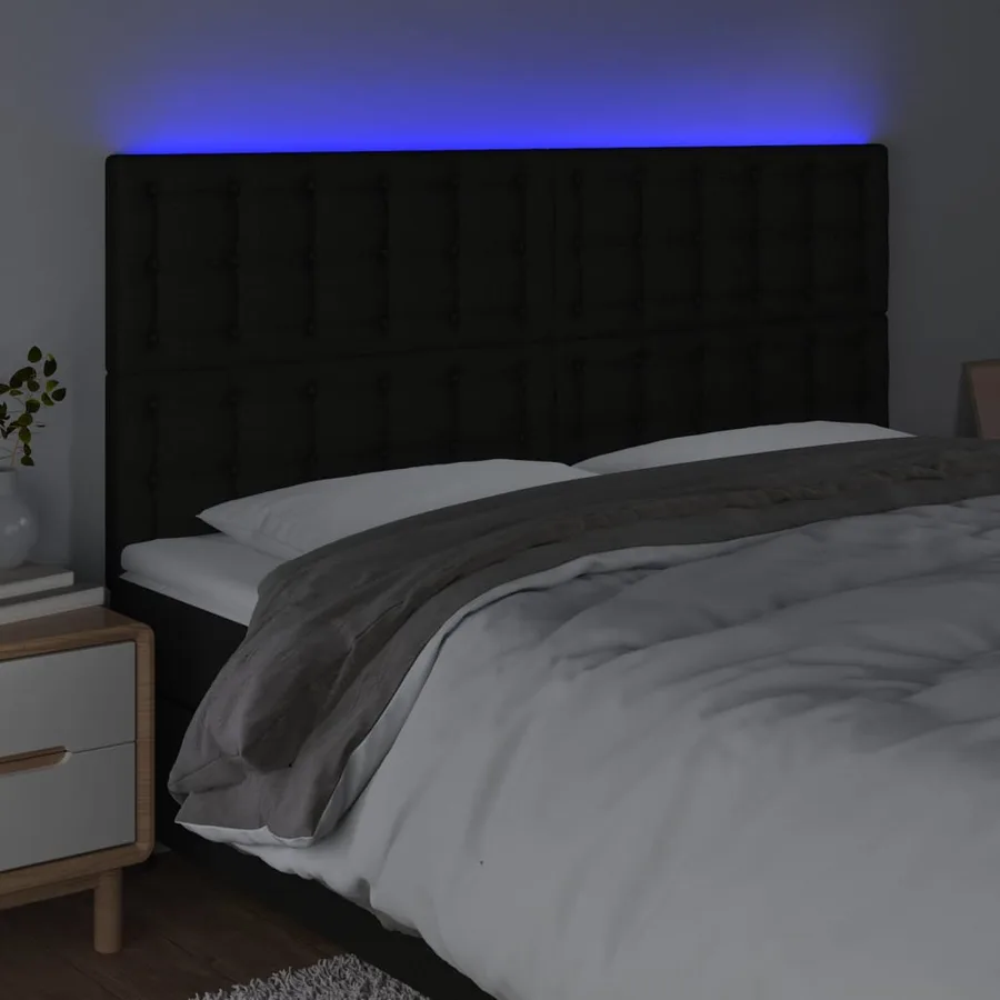 Tête de lit à LED Noir 180x5x118/128 cm Tissu - 3