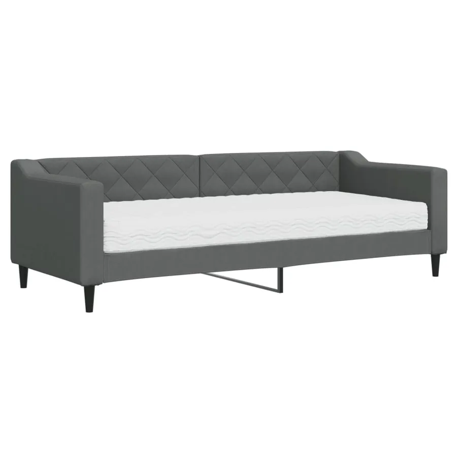Lit de jour avec matelas gris foncé 80x200 cm tissu - 2