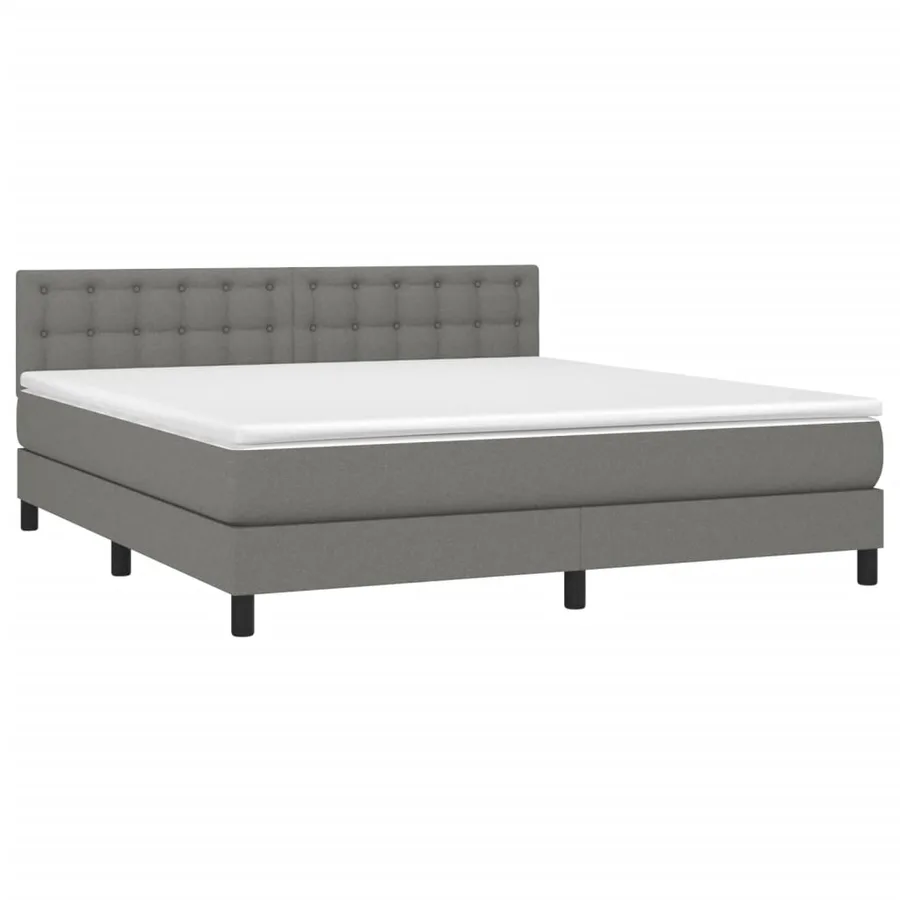 Sommier à lattes de lit avec matelas Gris foncé 180x200cm Tissu - 3