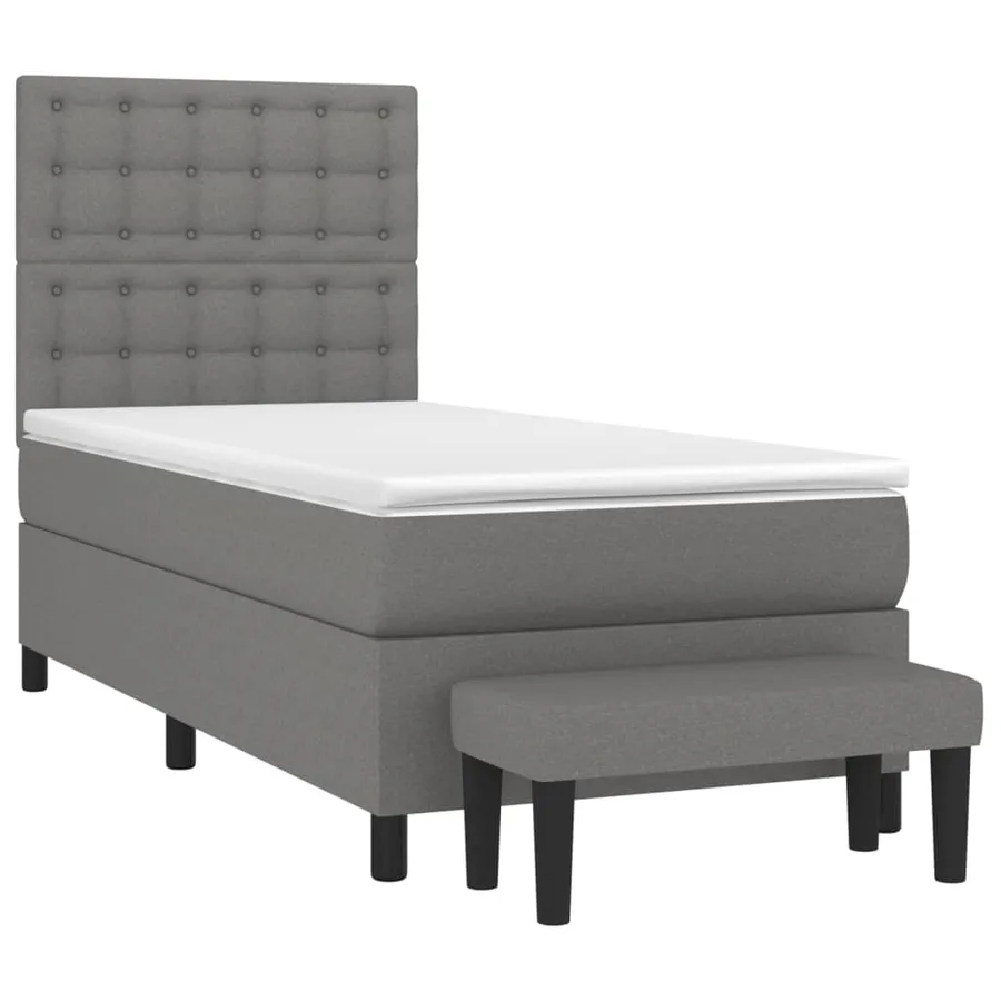 Sommier à lattes de lit avec matelas Gris foncé 90x200 cm Tissu - 3