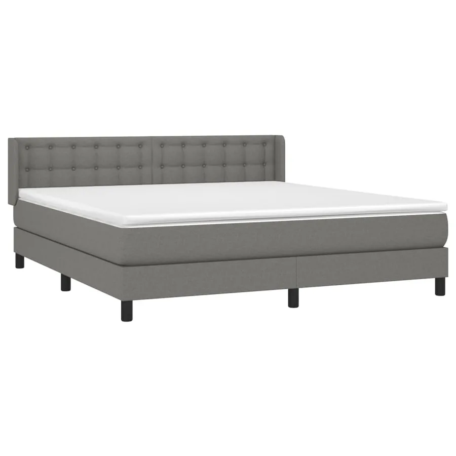 Sommier à lattes de lit avec matelas Gris foncé 180x200cm Tissu - 3